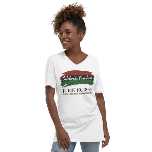 Women's Celebrate Juneteenth Short Sleeve V-Neck T-Shirt