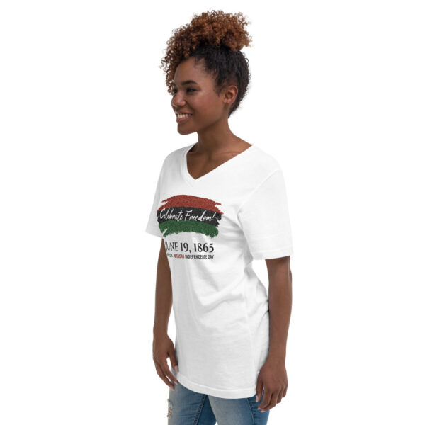 Women's Celebrate Juneteenth Short Sleeve V-Neck T-Shirt - Image 2