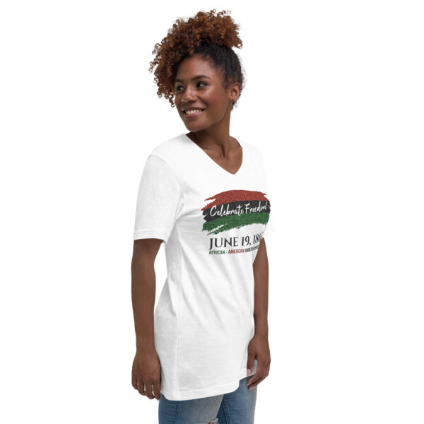 Women's Celebrate Juneteenth Short Sleeve V-Neck T-Shirt - Image 3