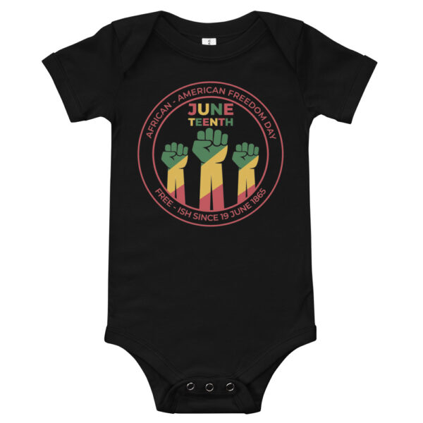 Juneteenth Circle Emblem Baby Short Sleeve One Piece - Image 1