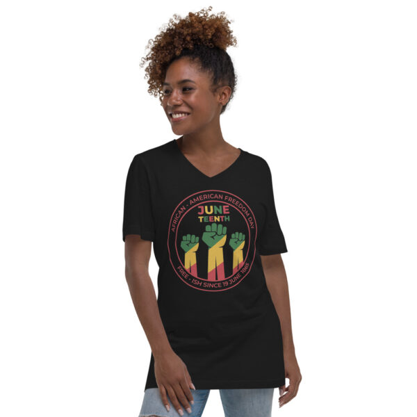 Juneteenth Circle Emblem Unisex Short Sleeve V-Neck T-Shirt