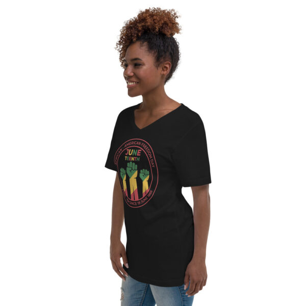 Juneteenth Circle Emblem Unisex Short Sleeve V-Neck T-Shirt - Image 1