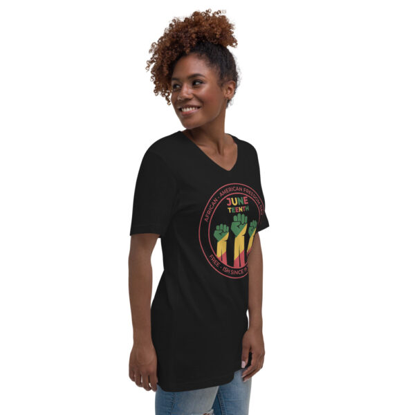 Juneteenth Circle Emblem Unisex Short Sleeve V-Neck T-Shirt - Image 2