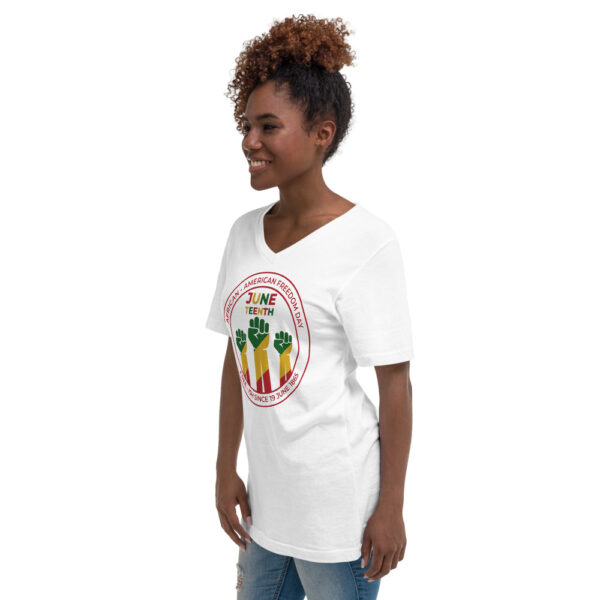 Juneteenth Circle Emblem Unisex Short Sleeve V-Neck T-Shirt - Image 4