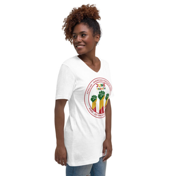 Juneteenth Circle Emblem Unisex Short Sleeve V-Neck T-Shirt - Image 5