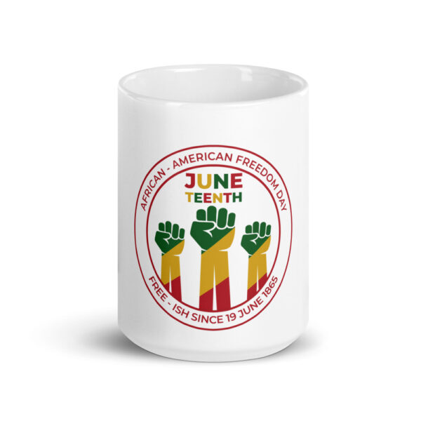 Juneteenth Circle Emblem White Glossy Mug - Image 3