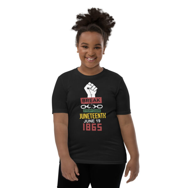 Juneteenth Break Every Chain Youth Short Sleeve Black T-Shirt