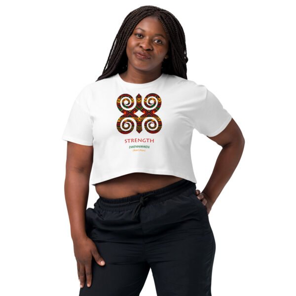 Strength Adinkra Symbol Women’s Crop Top - Image 3