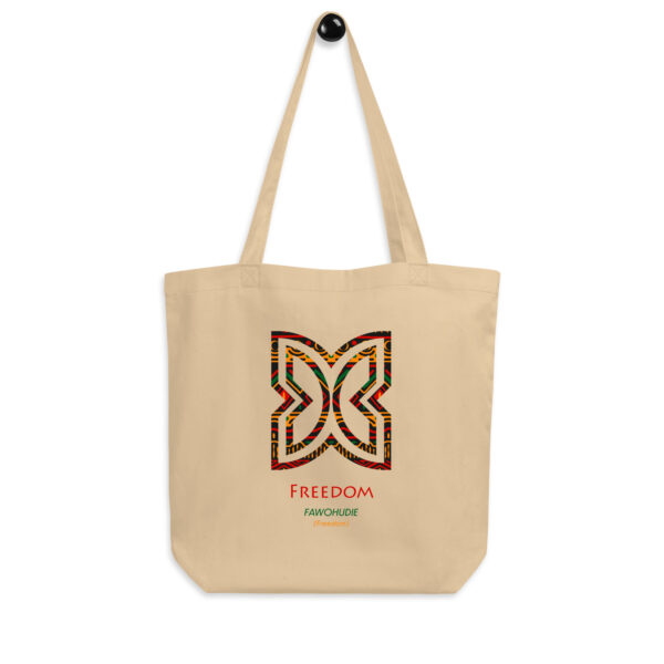 Freedom Adinkra Symbol Tan Eco Tote Bag - Image 3