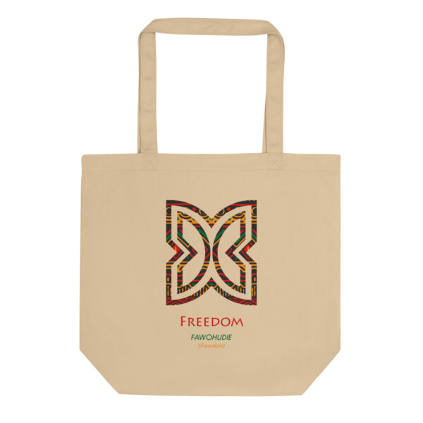 Freedom Adinkra Symbol Tan Eco Tote Bag - Image 1