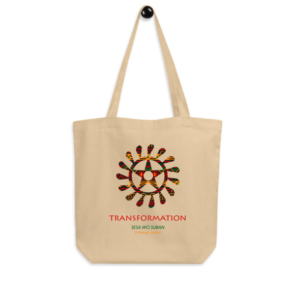 Transformation Adinkra Symbol Tan Eco Tote Bag - Image 2