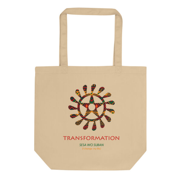 Transformation Adinkra Symbol Tan Eco Tote Bag - Image 1