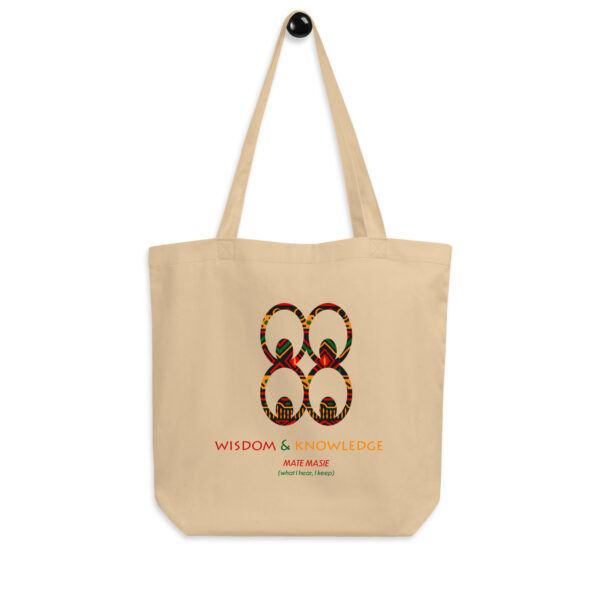 Wisdom and Knowledge Adinkra Symbol Tan Eco Tote Bag - Image 3