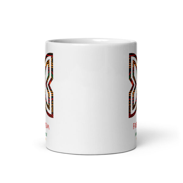 Freedom Adinkra Symbol White Glossy Mug - Image 3