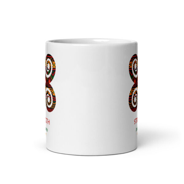 Strength Adinkra Symbol White Glossy Mug - Image 3