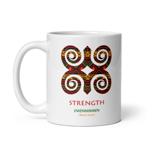 Strength Adinkra Symbol White Glossy Mug - Image 2