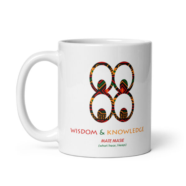 Wisdom and Knowledge Adinkra Symbol White Glossy Mug - Image 2
