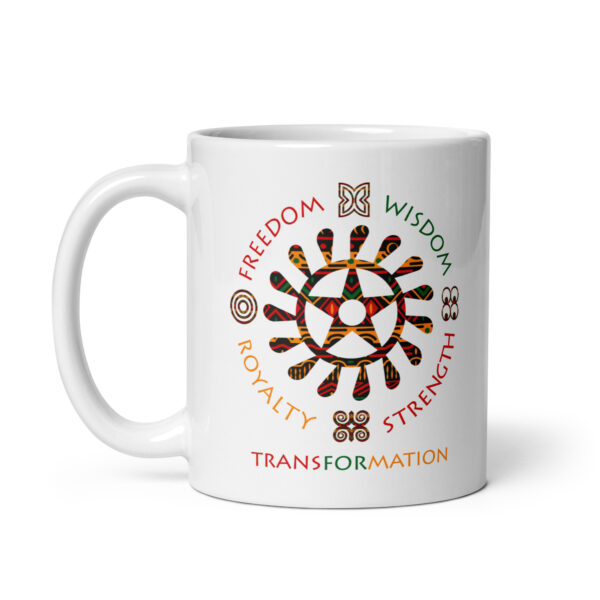 Symbol of Life Adinkra Symbol White Glossy Mug - Image 2