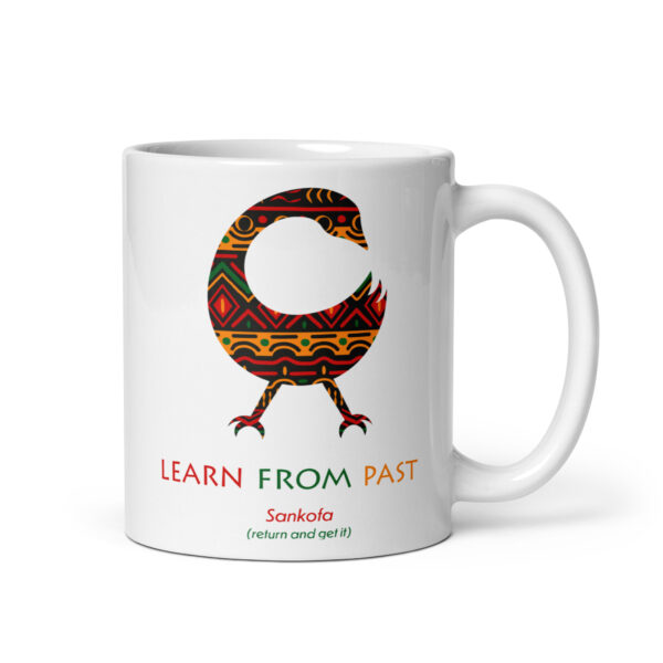 Learn From Past Adinkra Symbol White Glossy Mug - Image 1