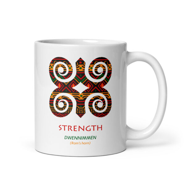 Strength Adinkra Symbol White Glossy Mug - Image 1