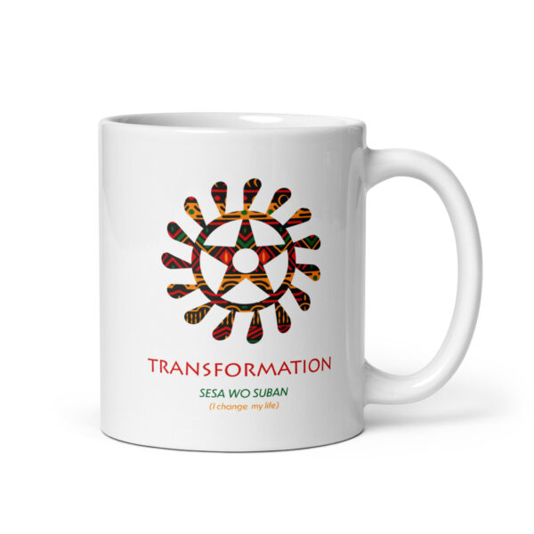 Transformation Adinkra Symbol White Glossy Mug - Image 1
