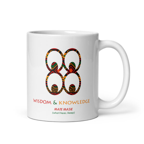 Wisdom and Knowledge Adinkra Symbol White Glossy Mug - Image 1
