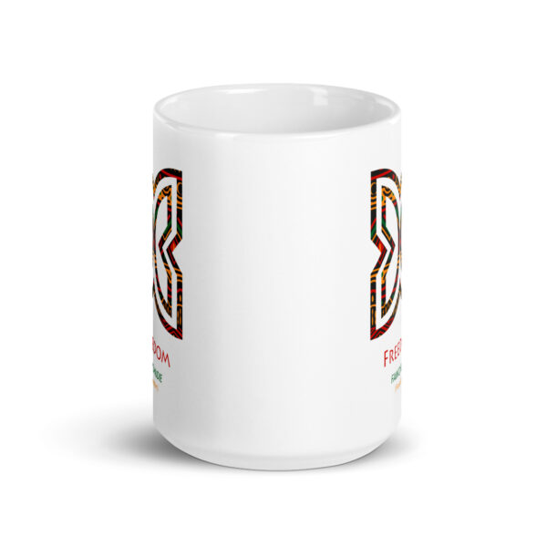 Freedom Adinkra Symbol White Glossy Mug - Image 6