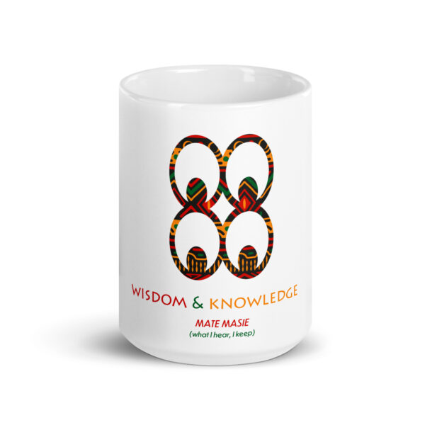 Wisdom and Knowledge Adinkra Symbol White Glossy Mug - Image 6