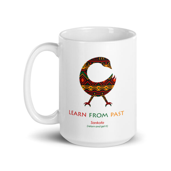 Learn From Past Adinkra Symbol White Glossy Mug - Image 5