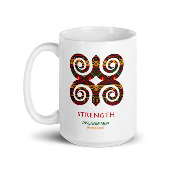 Strength Adinkra Symbol White Glossy Mug - Image 5