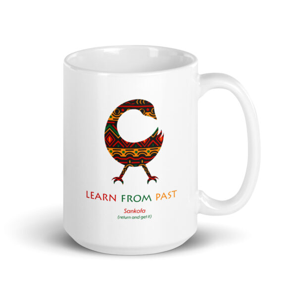 Learn From Past Adinkra Symbol White Glossy Mug - Image 4