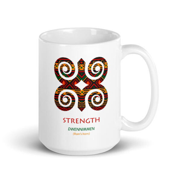 Strength Adinkra Symbol White Glossy Mug - Image 4