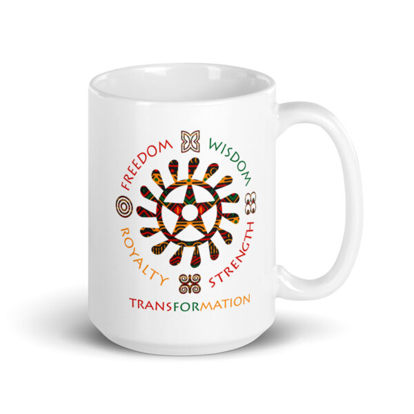 Symbol of Life Adinkra Symbol White Glossy Mug - Image 4