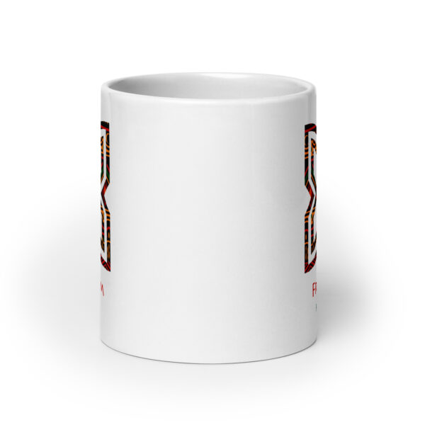 Freedom Adinkra Symbol White Glossy Mug - Image 8
