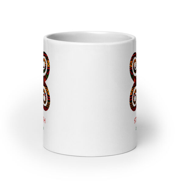Strength Adinkra Symbol White Glossy Mug - Image 8