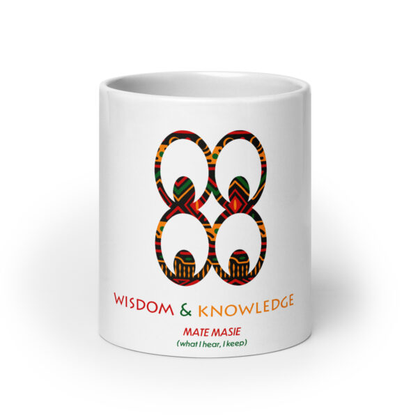 Wisdom and Knowledge Adinkra Symbol White Glossy Mug - Image 8
