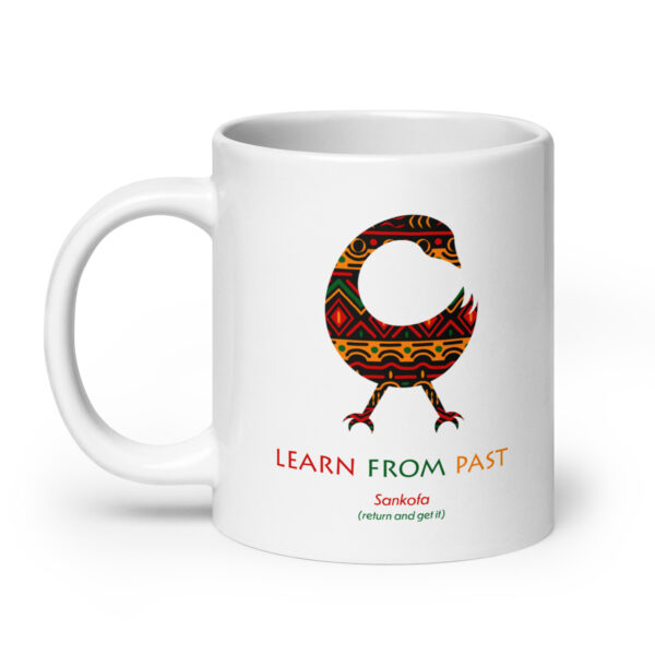 Learn From Past Adinkra Symbol White Glossy Mug - Image 7