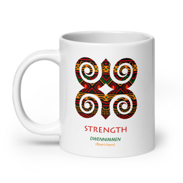 Strength Adinkra Symbol White Glossy Mug - Image 7