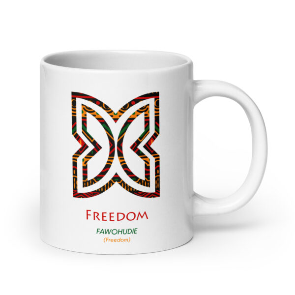Freedom Adinkra Symbol White Glossy Mug