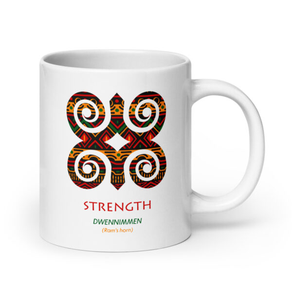Strength Adinkra Symbol White Glossy Mug