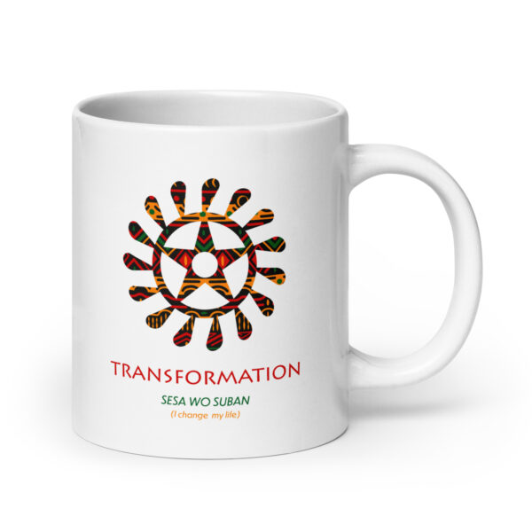 Transformation Adinkra Symbol White Glossy Mug