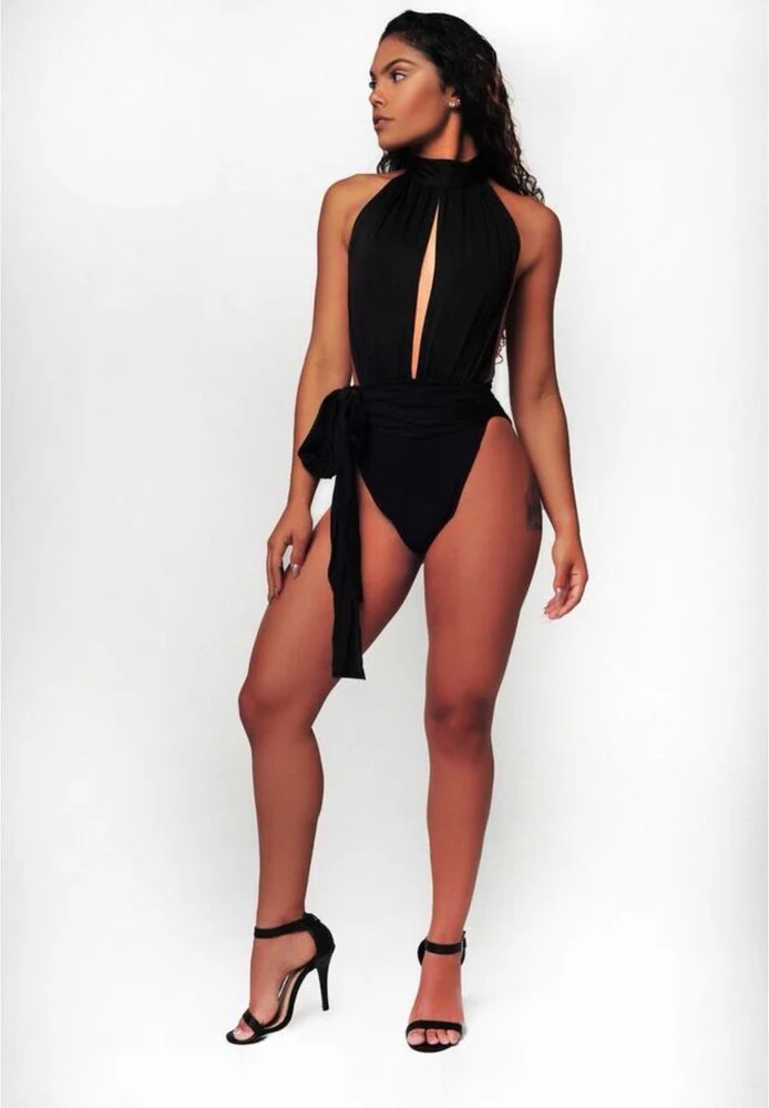 Dirty Diana One Piece Swimsuit, Black, courtesy of Tantrum Vogue Model wearing Dirty Diana One Piece Swimsuit, Black from Tantrum Vogue