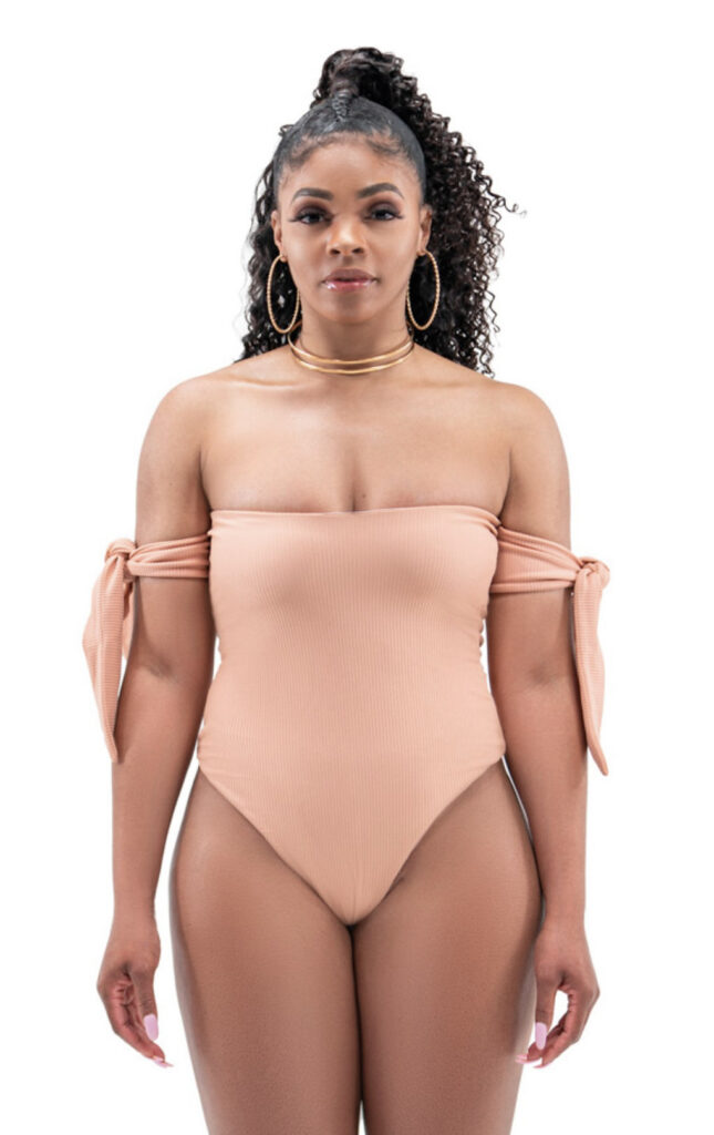 Photo courtesy of Bella Craze Designs Arm Ties, one-piece swimsuit from Bella Craze